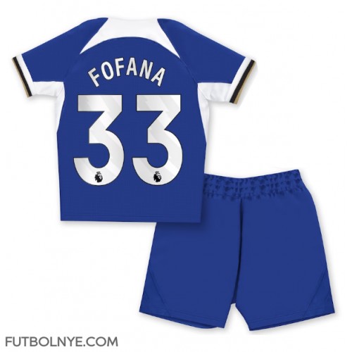 Camiseta Chelsea Wesley Fofana #33 Primera Equipación para niños 2023-24 manga corta (+ pantalones cortos)